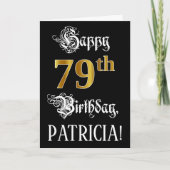 79. Geburtstag — Extravagantes Skript; Imitate Gol Karte (Vorderseite)