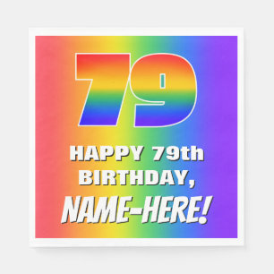 79. Geburtstag: Farbenfroh, Fun Rainbow Pattern # Serviette