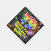 79. Geburtstag: Fun Fireworks Pattern + Rainbow 79 Serviette (Ecke)