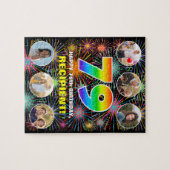 79. Geburtstag: Fun Rainbow #, Individuelle Name + Puzzle (Horizontal)
