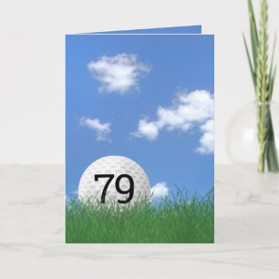 79. Geburtstag, Golfball im Gras Karte
