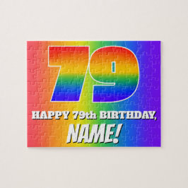 79. Geburtstag — mehrfarbiges Regenbogenmuster "79 Puzzle