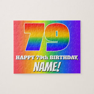 79. Geburtstag — mehrfarbiges Regenbogenmuster "79 Puzzle