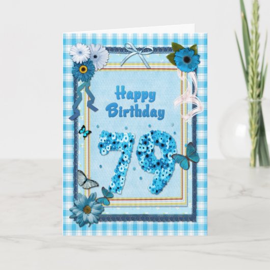 79. Geburtstag mit Scrapbook-Effekt Karte (Vorderseite)