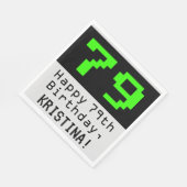79. Geburtstag - Nerdy / Geeky Style "79" & Name Serviette (Ecke)
