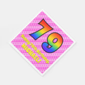 79. Geburtstag: Rosa Streifen & Herz, Regenbogen # Serviette (Ecke)