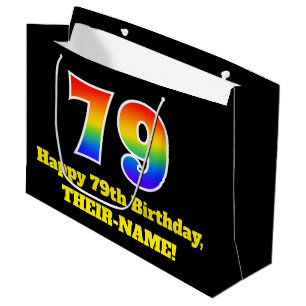 79. Geburtstag ~ Spaß, farbenfroh, lebhaft, Regenb Große Geschenktüte