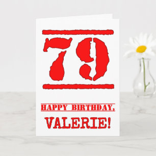 79. Geburtstag: Spaß, Red Rubber Briefmarke Inspir Karte