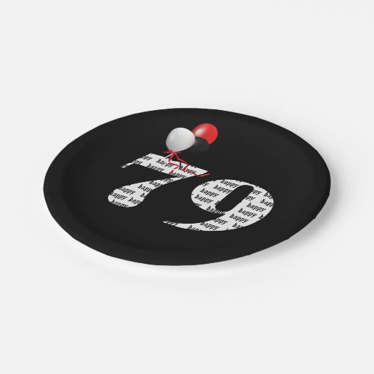 79. Geburtstagsballons Pappteller (Schrägansicht)