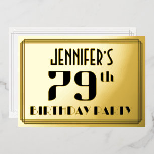 79. Geburtstagsfeier: Art Deco-Look „79“ und Name Folieneinladung