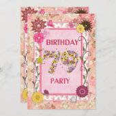 79. Geburtstagsfeier mit Blumenrahmen Einladung (Vorne/Hinten)