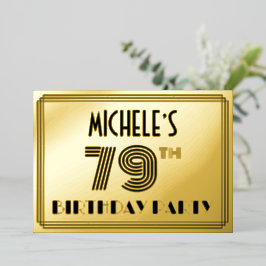 79. Geburtstagsparty — Art Deco Style "79" & Name Folieneinladung