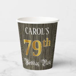 79. Geburtstagsparty - Imitate Gold & Imitate Wood Pappbecher