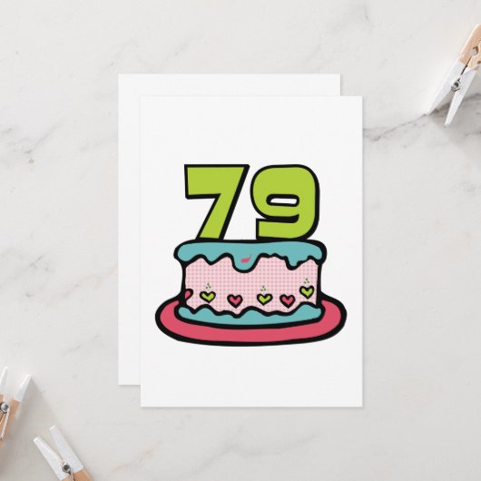 79-jähriger Geburtstagskuchen Karte (Vorderseite/Rückseite Beispiel)