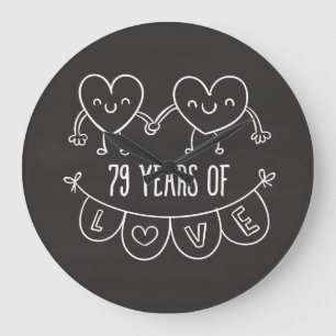 79. Jubiläum Geschenk Chalk Herzen Große Wanduhr