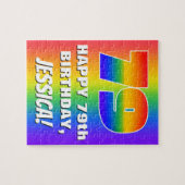 79th Birthday: Colorful, Fun Rainbow Pattern # 79 Puzzle (Horizontal)