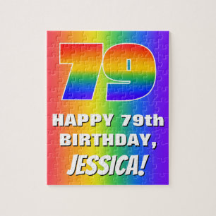 79th Birthday: Colorful, Fun Rainbow Pattern # 79 Puzzle