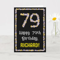 79th Birthday: Floral Flowers Number, Custom Name