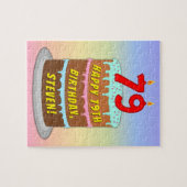 79th Birthday: Fun Cake and Candles + Custom Name Puzzle (Horizontal)