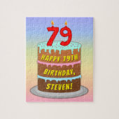79th Birthday: Fun Cake and Candles + Custom Name Puzzle (Vertikal)