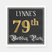 79th Birthday Party — Fancy Script, Faux Gold Look Serviette (Vorderseite)