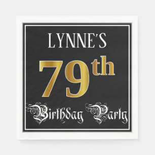 79th Birthday Party — Fancy Script, Faux Gold Look Serviette