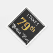 79th Birthday Party — Fancy Script, Faux Gold Look Serviette (Ecke)