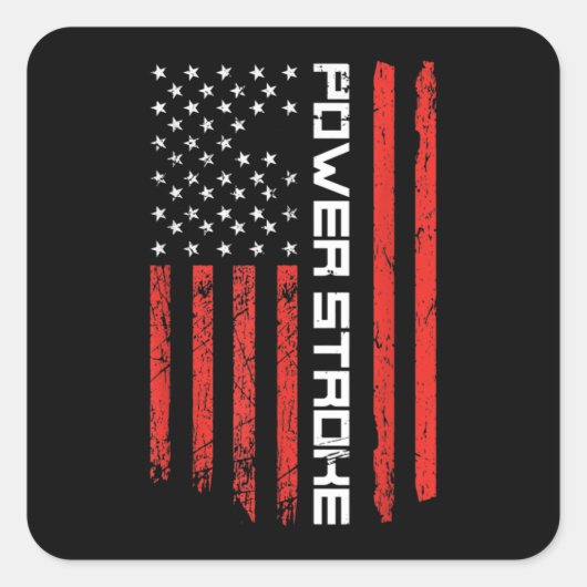 7.3 Diesel Power Stroke American Flag Powerstroke Quadratischer Aufkleber (Vorderseite)