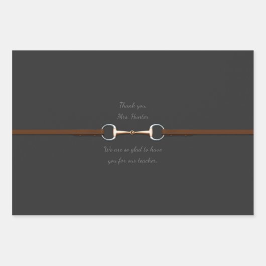 7,5" Snaffle Bit & Reins Custom Text Reittier Geschenkpapier Set (Vorderseite 3)