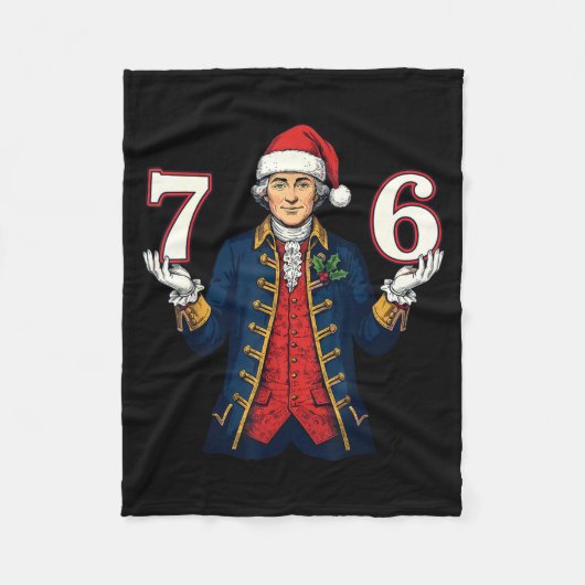 7-6 6-7 Funny George Washington Santa 67 Meme Chri Fleecedecke (Vorderseite)