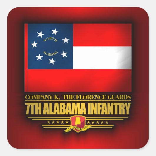 7. Alabama Infantry Quadratischer Aufkleber (Vorderseite)