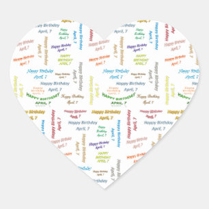 7. April Herz-Aufkleber