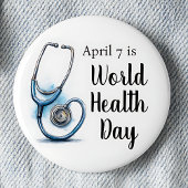 7. April Weltgesundheitstag Stethoscope Button