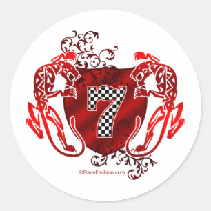 7 Auto-Rennzahlschiff Runder Aufkleber