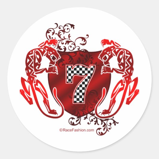 7 Auto-Rennzahlschiff Runder Aufkleber (Vorderseite)