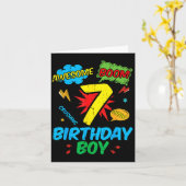 7 Birthday Boy Comic Cool 7th Bday Superhero Party Karte (Gelbe Blume)