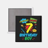7 Birthday Boy Comic Cool 7th Bday Superhero Party Magnet (Vorderseite/Rückseite)