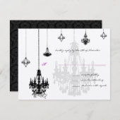 7 Black Candeliers Wedding RSVP Cards (Vorne/Hinten)