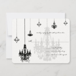 7 Black Candeliers Wedding RSVP Cards
