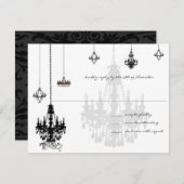 7 Black Candeliers Wedding RSVP Cards (Vorne/Hinten)
