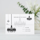 7 Black Candeliers Wedding RSVP Cards Karte (Stehend Vorderseite)