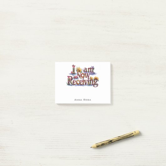 *~* 7 Blume ICH ERHALTE JETZT AP85 Manifesting Post-it Klebezettel (Auf Schreibtisch)