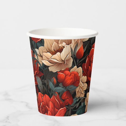 #7 Blumenmuster Pappbecher (Vorderseite)