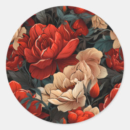 #7 Blumenmuster Runder Aufkleber