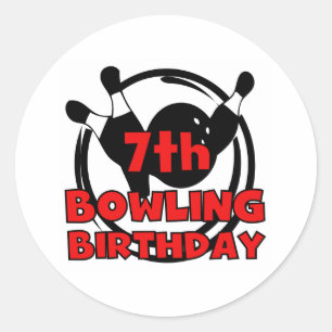 7. Bowlings-Geburtstag Runder Aufkleber