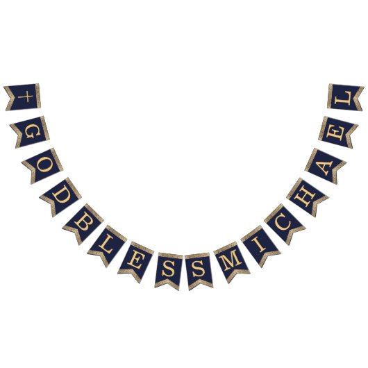 7 Briefe Blauer Gold Gott segne Taufgemeinschaft Wimpelkette (Alle)