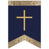 7 Briefe Blauer Gold Gott segne Taufgemeinschaft Wimpelkette (Erste Fahne)