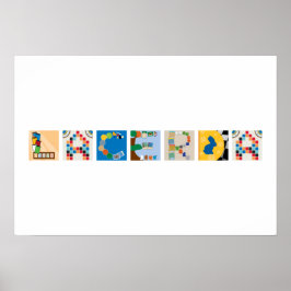 7 Buchstaben Name Board Game Alphabet Poster