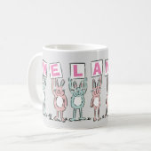 7 Buchstabenname mit Kaninchen Kaffeemaschine Tass Kaffeetasse (Vorderseite Links)