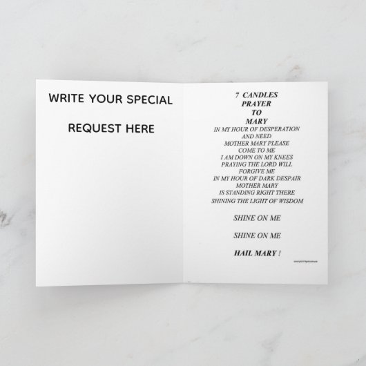 7 CANDLES PRAYER KARTE (Innenseite)